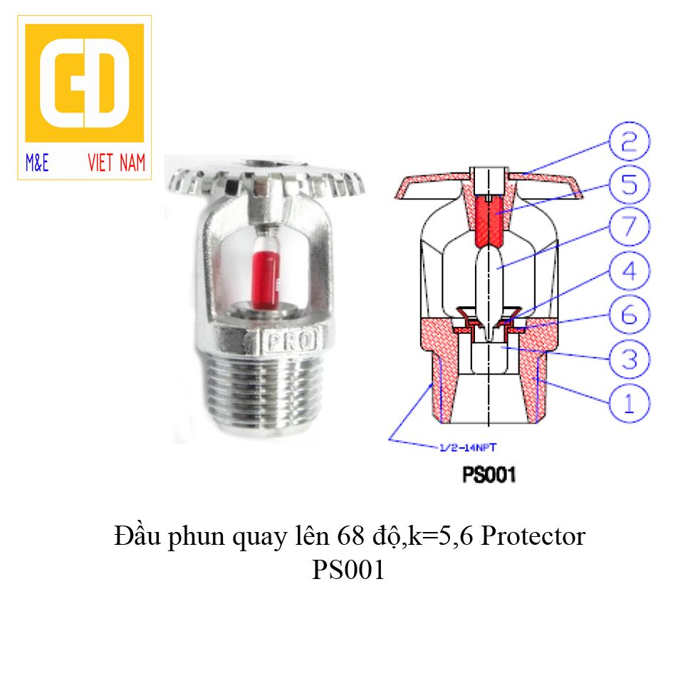 Đầu phun chữa cháy quay lên Spinkler - Protector