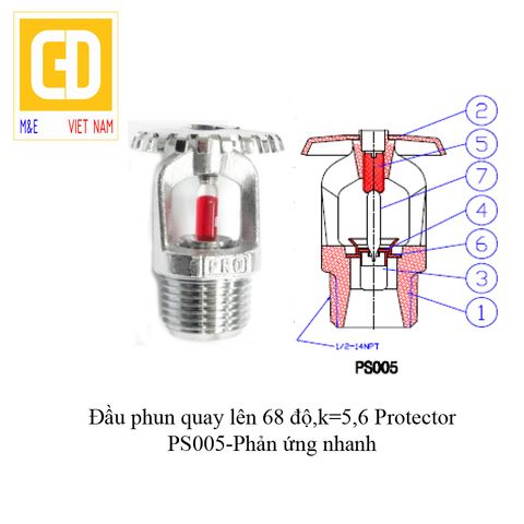 Đầu phun chữa cháy quay lên Spinkler phản ứng nhanh - Protector