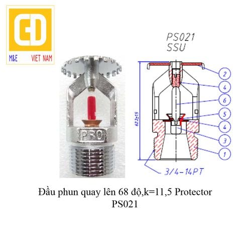 Đầu phun chữa cháy quay lên Spinkler k=11,5- Protector