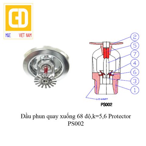 Đầu phun chữa cháy quay xuống Spinkler - Protector