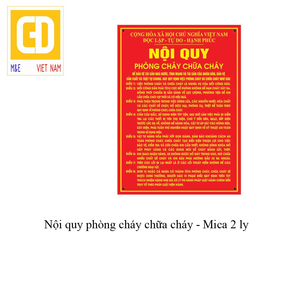 Bảng nội quy phòng cháy chữa cháy