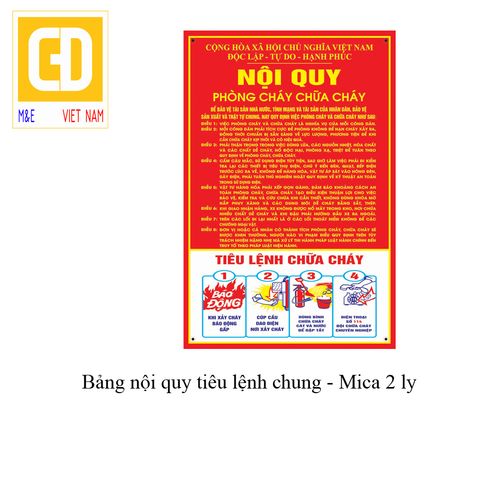 Bảng nội quy tiêu lệnh phòng cháy chữa cháy chung