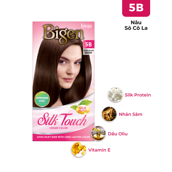  Nhuộm Phủ Bạc Thời Trang Bigen Silk Touch 5B - Nâu Sôcôla 