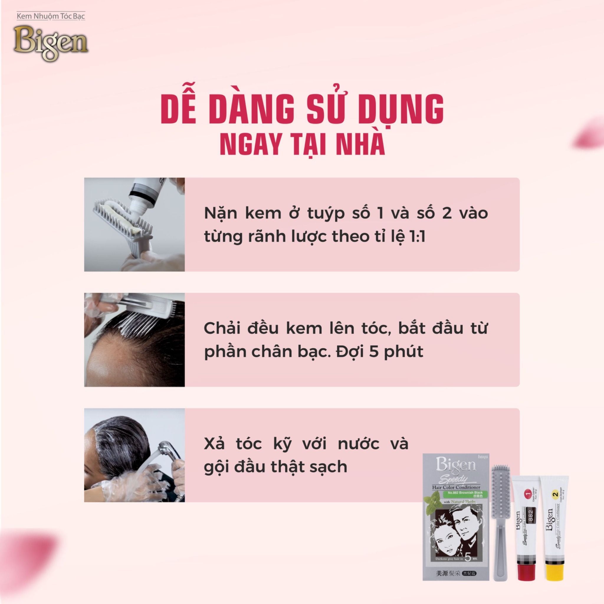  Thuốc Nhuộm Tóc Phủ Bạc Tại Nhà Bigen Xám - Phủ Bạc Thảo Dược, Dưỡng Tóc Mềm Mượt 80ml 