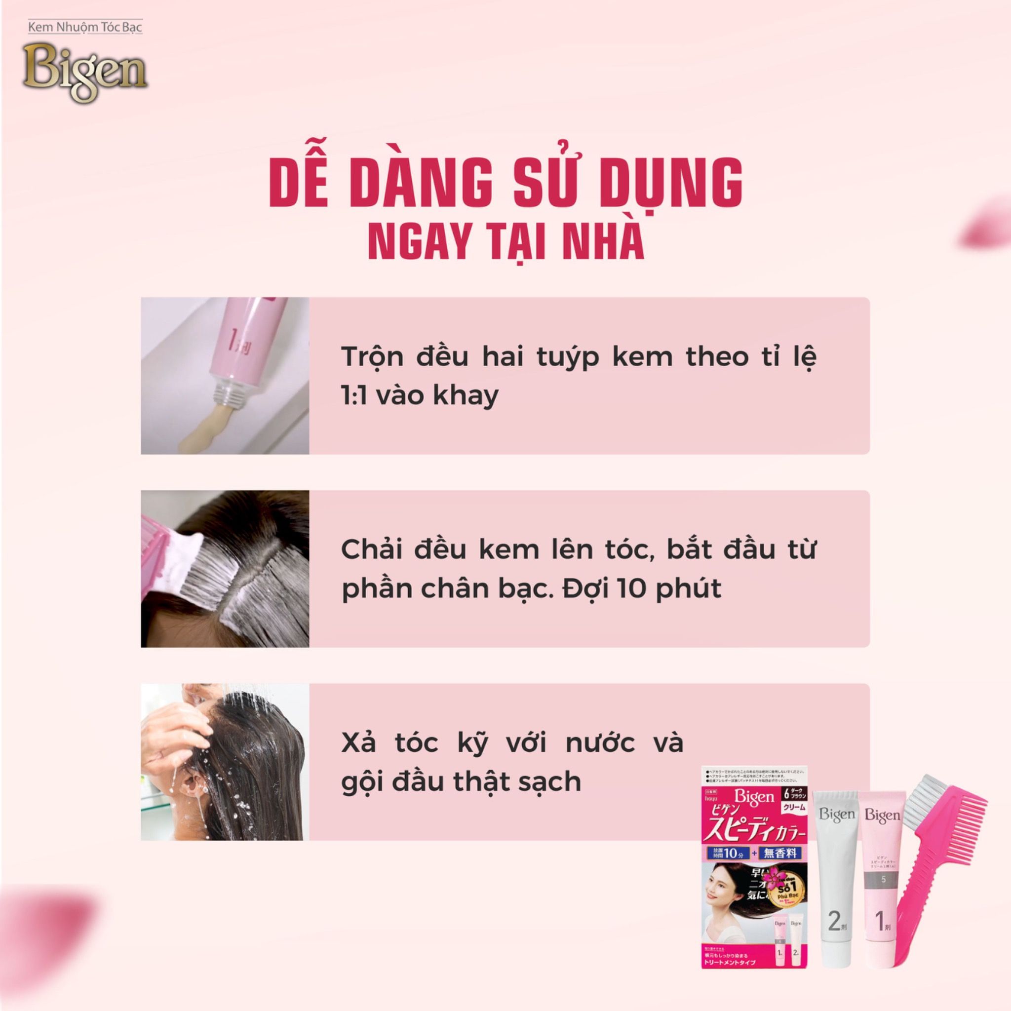  Nhuộm Phủ Bạc Nội Địa Nhật Bigen Nhật 