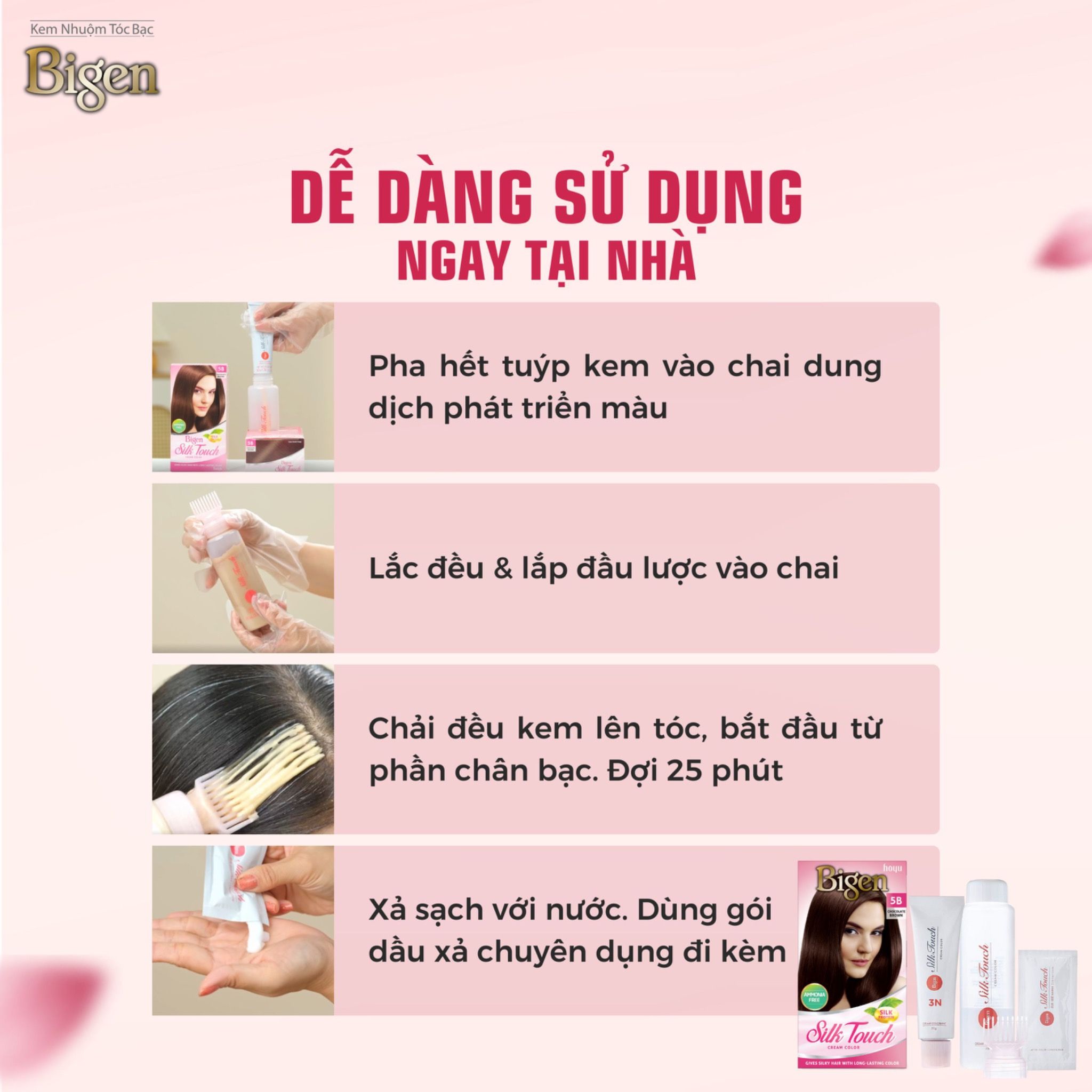  Nhuộm Phủ Bạc Thời Trang Bigen Silk Touch 