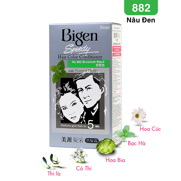  Nhuộm Phủ Bạc Bigen Xám 882 - Nâu Đen 