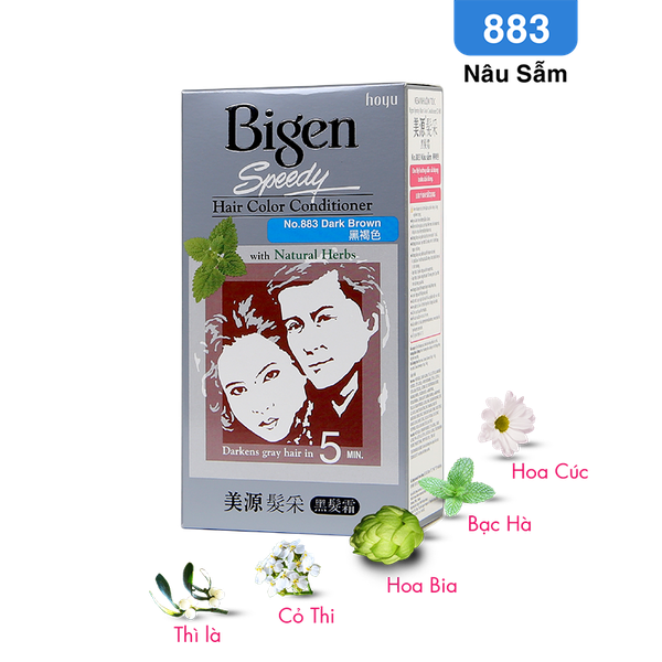  Nhuộm Phủ Bạc Bigen Xám 883 -  Nâu Sẫm 