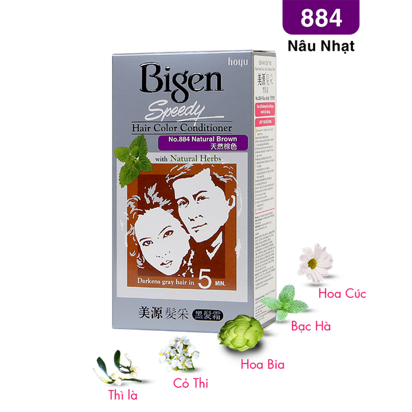  Nhuộm Phủ Bạc Bigen Xám - 884 Nâu Nhạt 