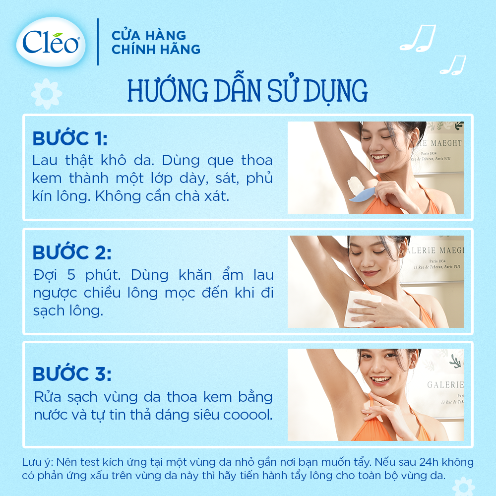 Cách sử dụng kem tẩy lông chiết xuất bơ tươi CLEO