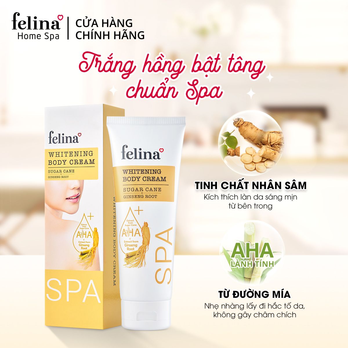 Kem Dưỡng Trắng Da Toàn Thân Chiết Xuất Đường Mía & Tinh Chất Nhân Sâm - 