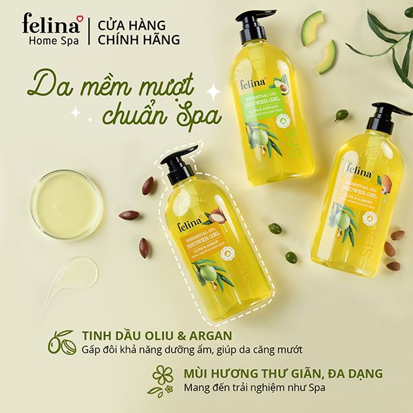 Gel Tắm Tinh Dầu Dưỡng Ẩm Oliu & Argan - 