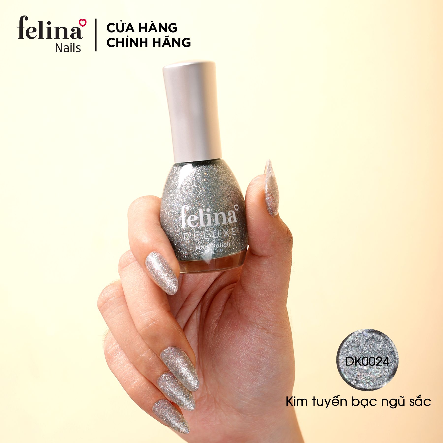  Sơn móng tay Felina Deluxe màu  Kim Tuyến Bạc Ngũ Sắc_DK0024 