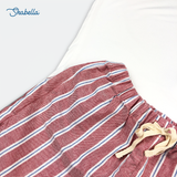  Bộ mặc nhà Bé Trai quần shorts - Áo xám/trắng quần sọc hồng 