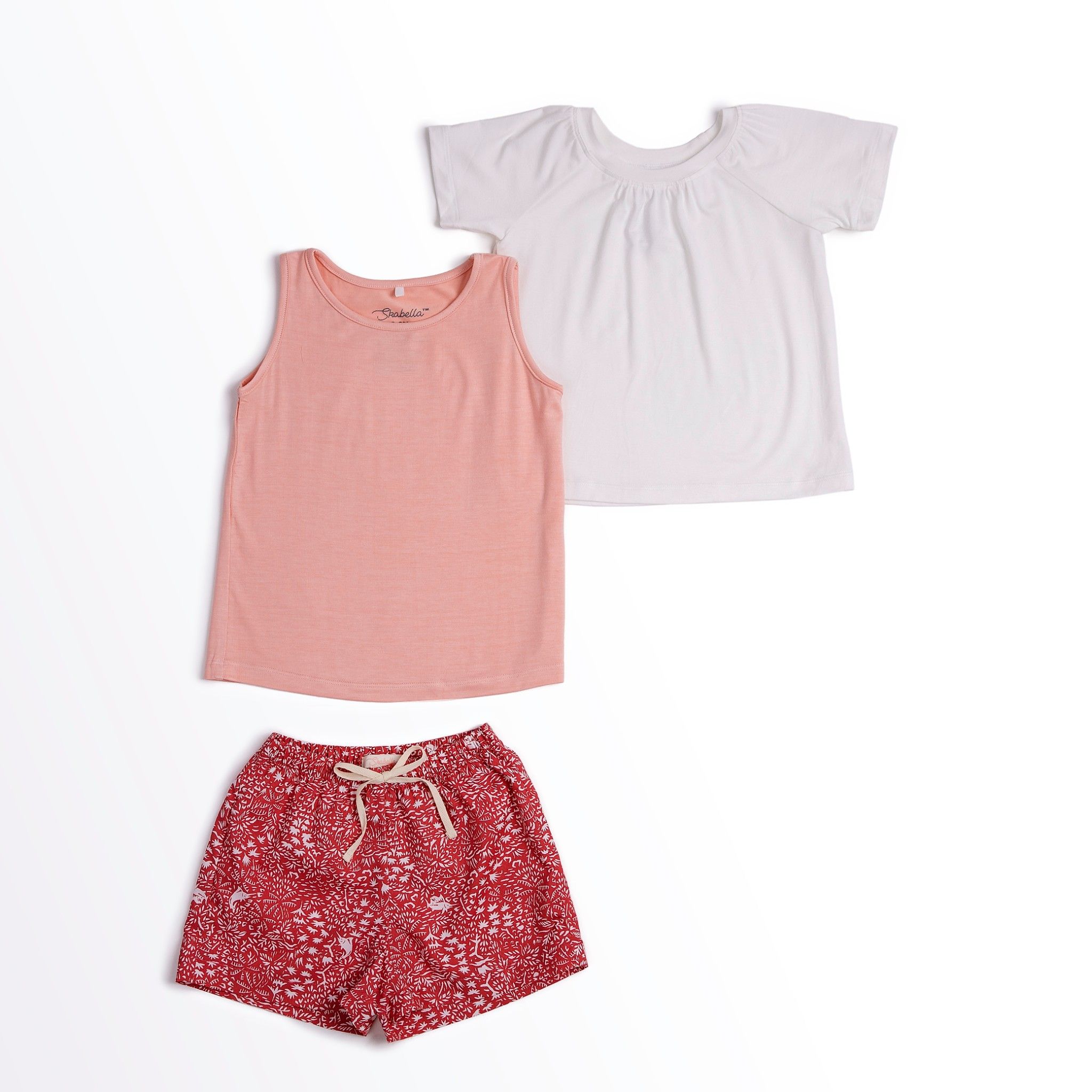  Bộ mặc nhà Bé Gái quần shorts - Áo hồng/trắng quần cam 