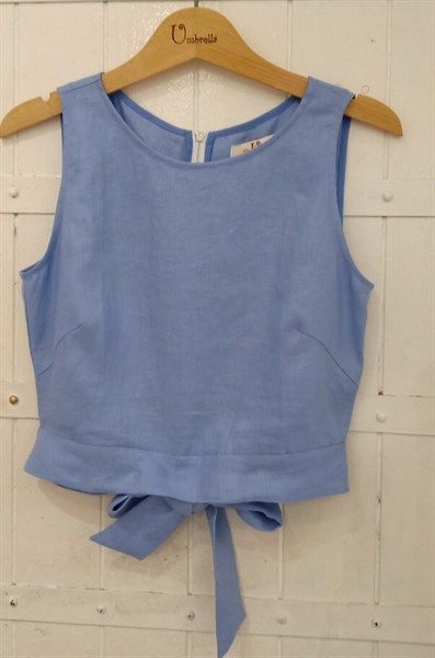  Áo Linen Croptop nơ sau 