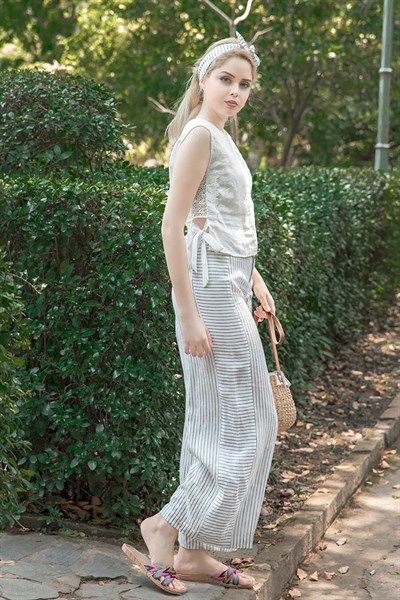  Quần linen nẹp hông 
