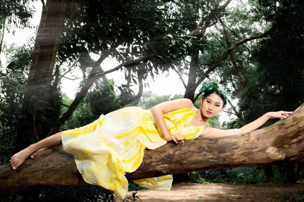  Đầm dài nhún ngực 3 tầng 