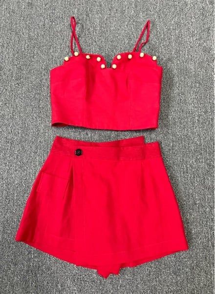  Short váy Linen đắp eo lệch 
