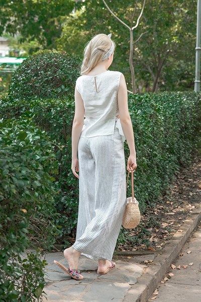  Quần linen nẹp hông 