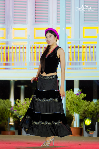  Áo nhung ghi lê khoét lưng 