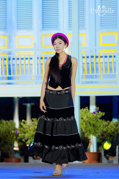  Áo nhung ghi lê khoét lưng 