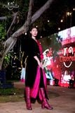  Váy nhung nút trước thắt nơ 