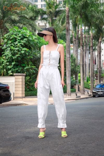  Quần Linen bo gấu xếp 