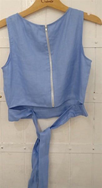  Áo Linen Croptop nơ sau 