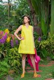  Đầm Linen A nẹp V cổ 