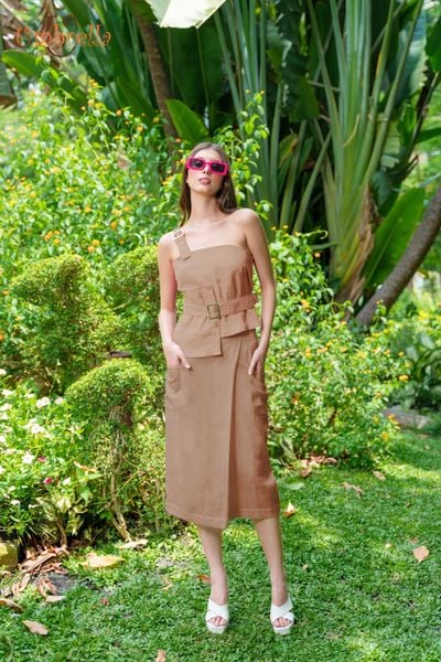  Váy Linen Xếp Hai Túi Trước 
