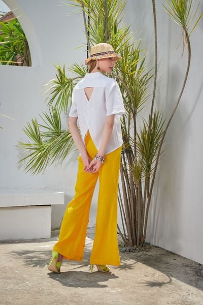  Quần Linen nhiều nút bấm trước 