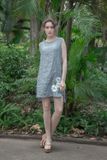  Đầm Linen mép vuông cong 