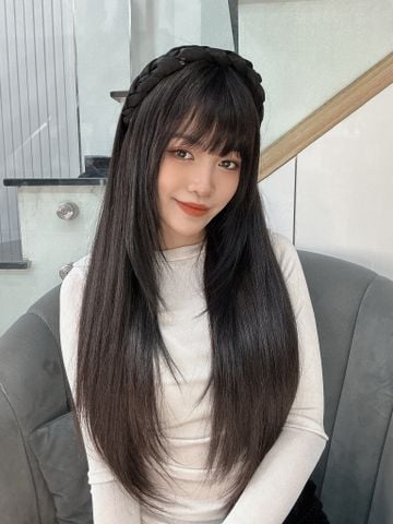 Nửa đầu tóc thật kèm cài tóc