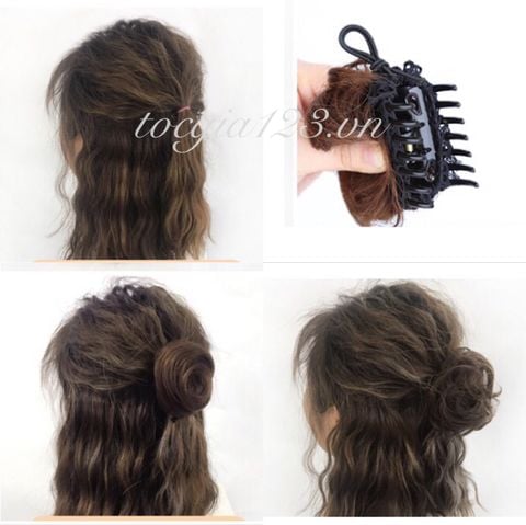 Búi có kẹp 80% tóc thật