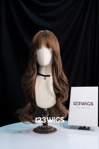 Bộ tóc giả nguyên đầu tơ cao cấp Mái thưa - Xoăn tầng - Dài ngang lưng S1064