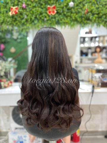 Phím kẹp chữ V xoăn TÓC THẬT 100% 6821
