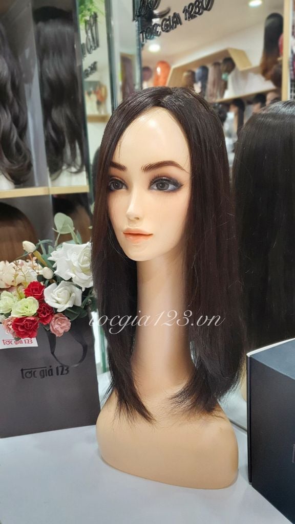 Mái phủ đỉnh tóc thật 50cm dày 5892