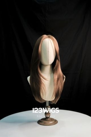 Bộ tóc giả nguyên đầu siêu da lưới lace Mái bay - Layer tầng - Màu Nâu vàng cát  SL1036