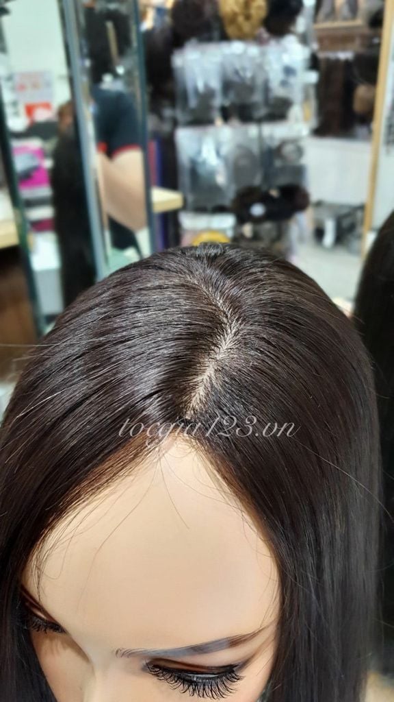 Mái phủ đỉnh tóc thật 50cm dày 5892