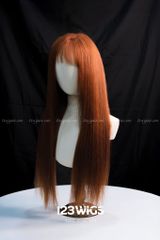 Tóc thật siêu da lace cam cháy 61163