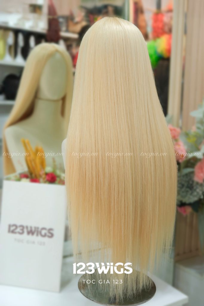 Tóc thật siêu da lace vàng kim 61164