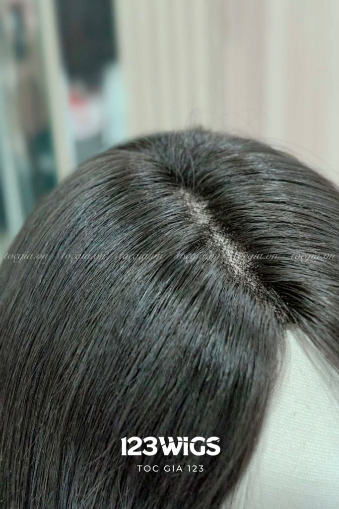 Tóc thật siêu da MONO xoăn mái bay 61157