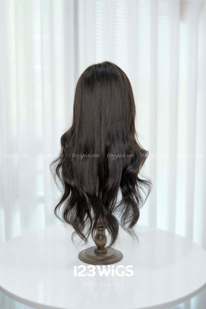Tóc thật siêu da MONO xoăn mái bay 61157