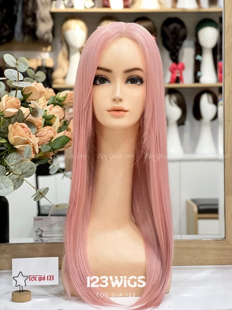 Tóc lưới Lace mái bay Thẳng - Ngang lưng - Màu hồng SL1012