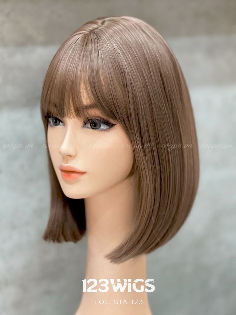 Tóc giả nguyên đầu ngắn cúp Vàng Trà - mái thưa S1057