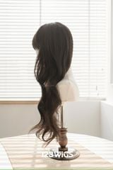 Tóc dài Xoăn gợn - Mái thưa - Màu nâu đen S1026