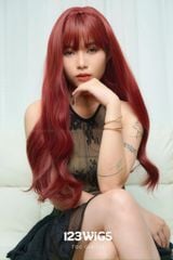 Tóc dài xoăn - Mái thưa - Màu đỏ S1044