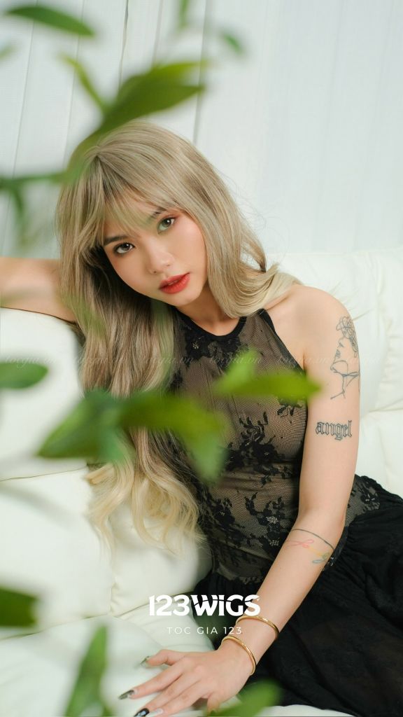 Tóc dài xoăn - Mái thưa - Màu balayage S1046