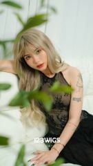 Tóc dài xoăn - Mái thưa - Màu balayage S1046